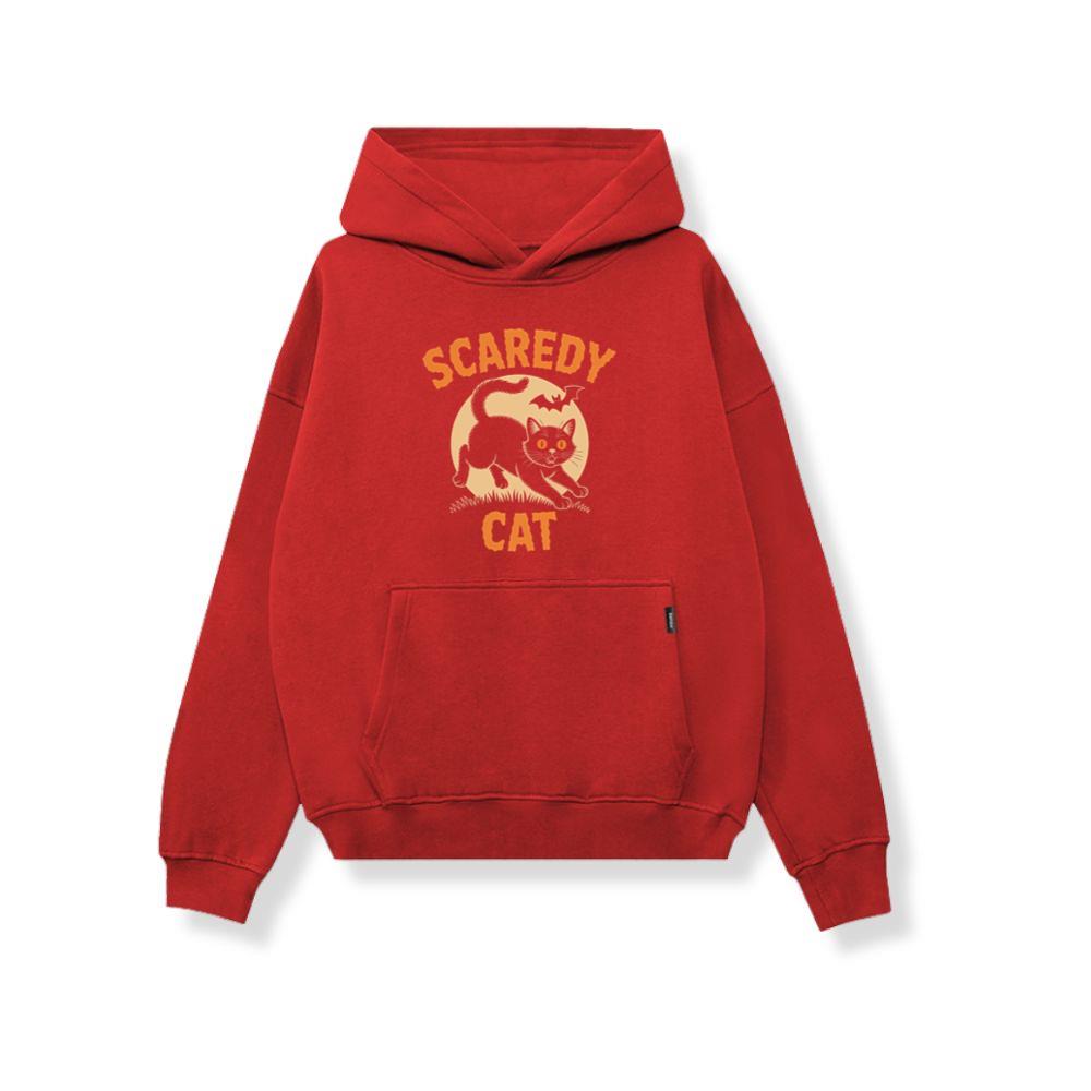 Scaredy Cat Funny Halloween Black Cat Graphic Hoodie - Image 4