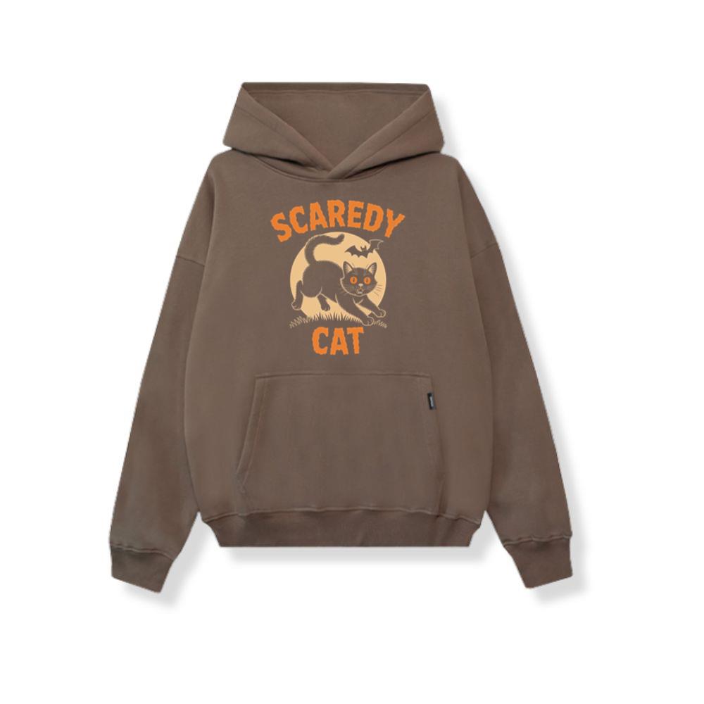 Scaredy Cat Funny Halloween Black Cat Graphic Hoodies 2
