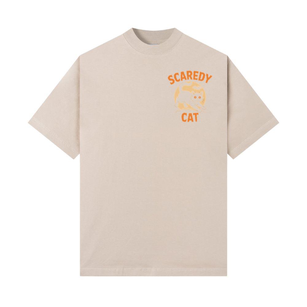 Scaredy Cat Funny Halloween Black Cat Graphic T-Shirt