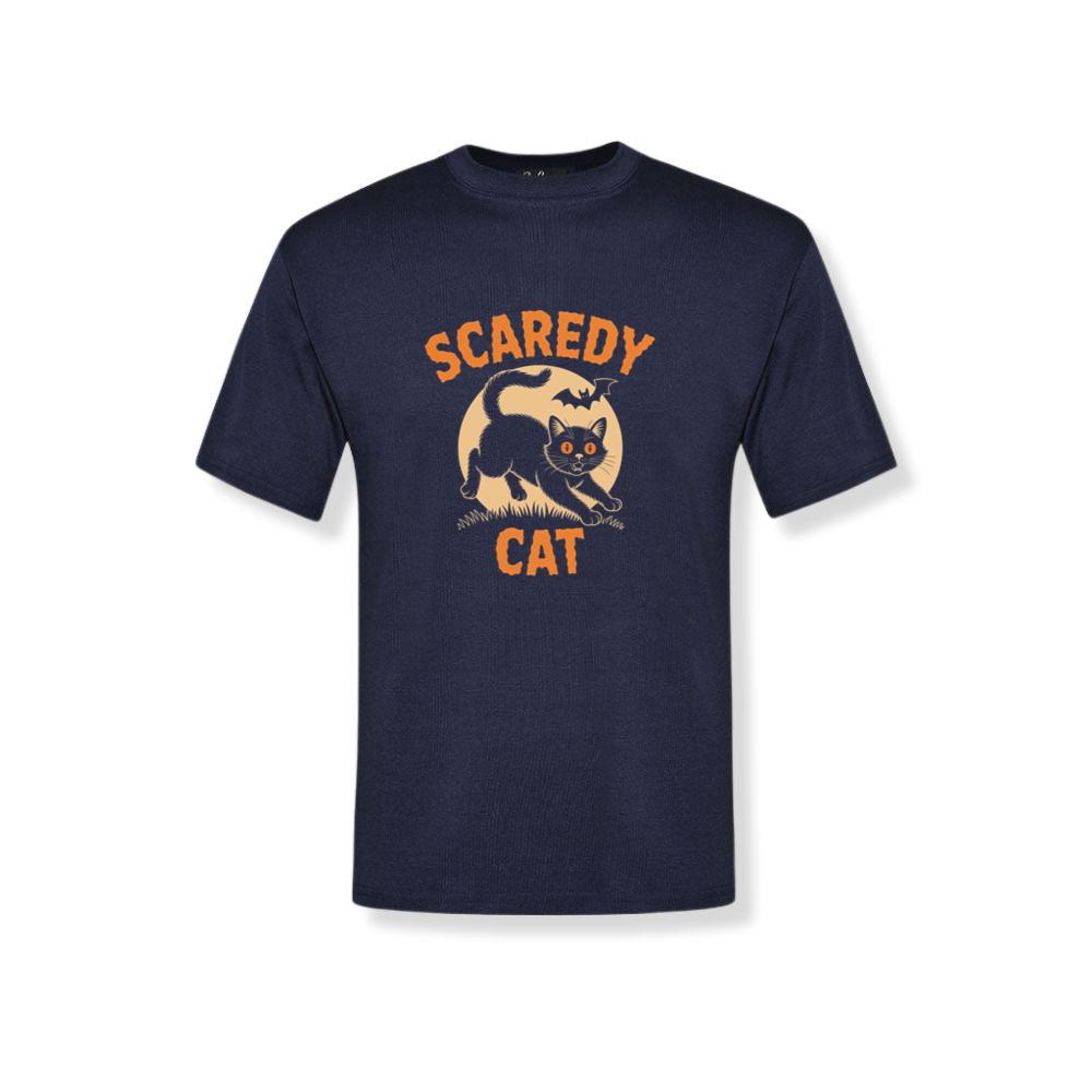 Scaredy Cat Funny Halloween Black Cat Graphic T-Shirt 2