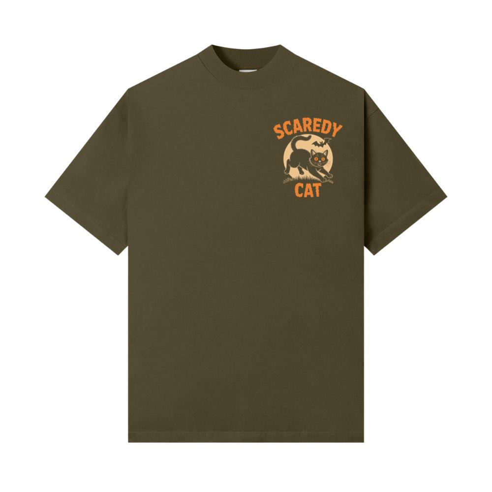 Scaredy Cat Funny Halloween Black Cat Graphic T-Shirt - Image 2