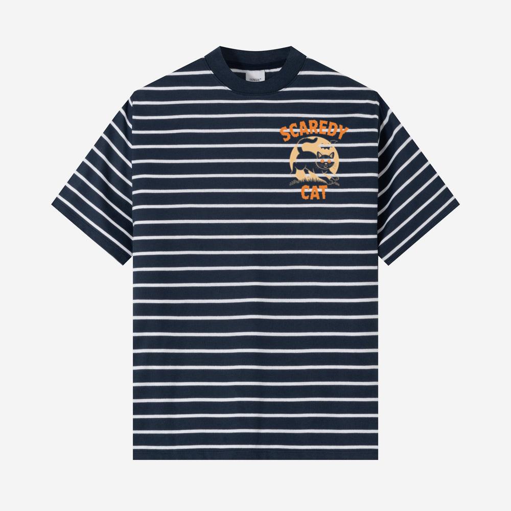 Scaredy Cat Funny Halloween Black Cat Graphic T-Shirt