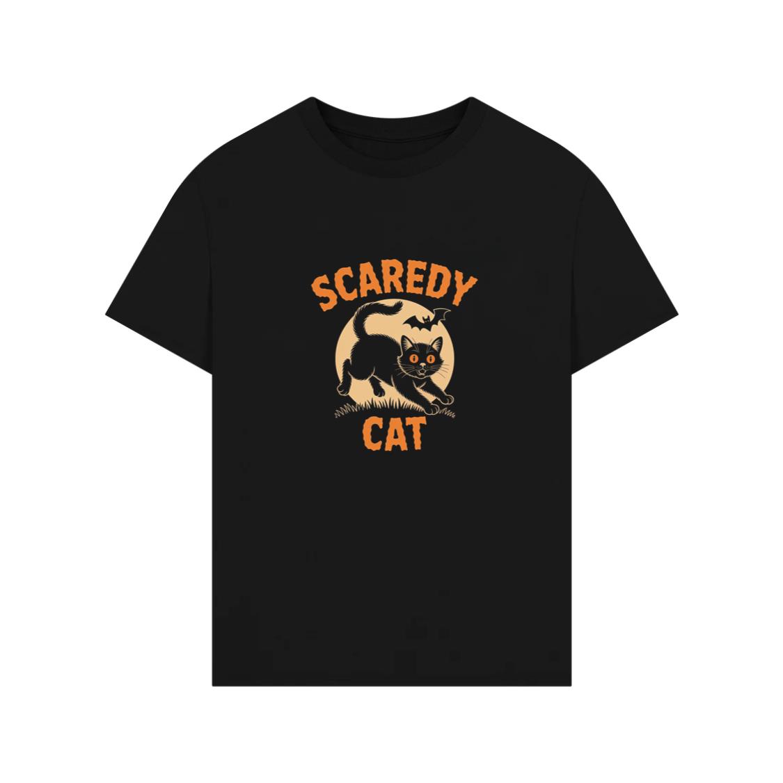 Scaredy Cat Funny Halloween Black Cat Graphic T-Shirts
