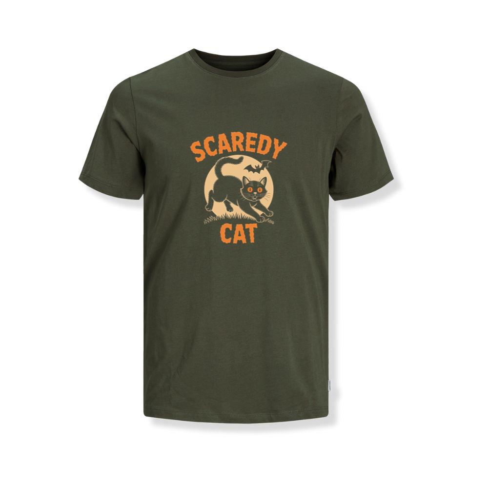 Scaredy Cat Funny Halloween Black Cat Graphic T-Shirts - Image 3