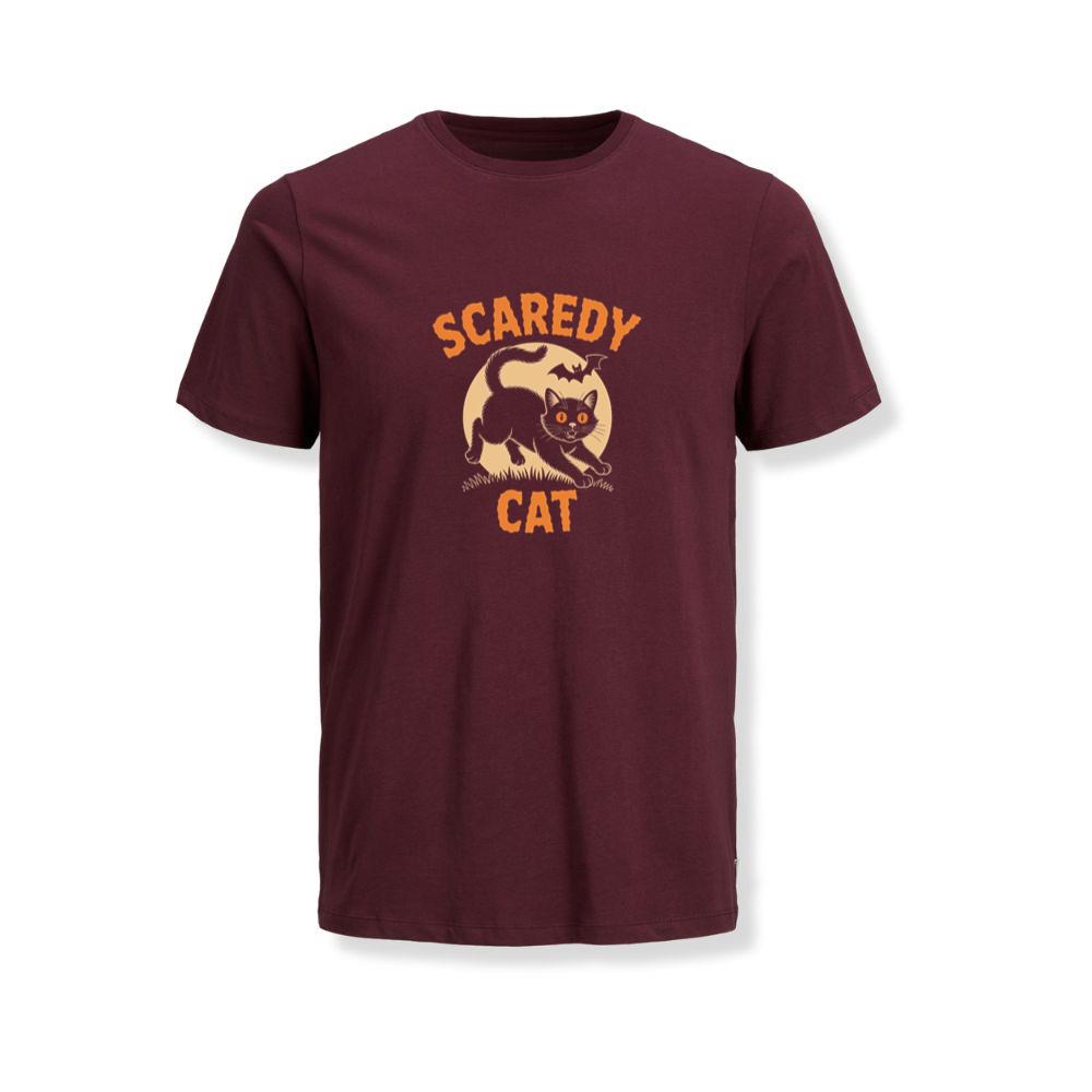 Scaredy Cat Funny Halloween Black Cat Graphic T-Shirts - Image 4