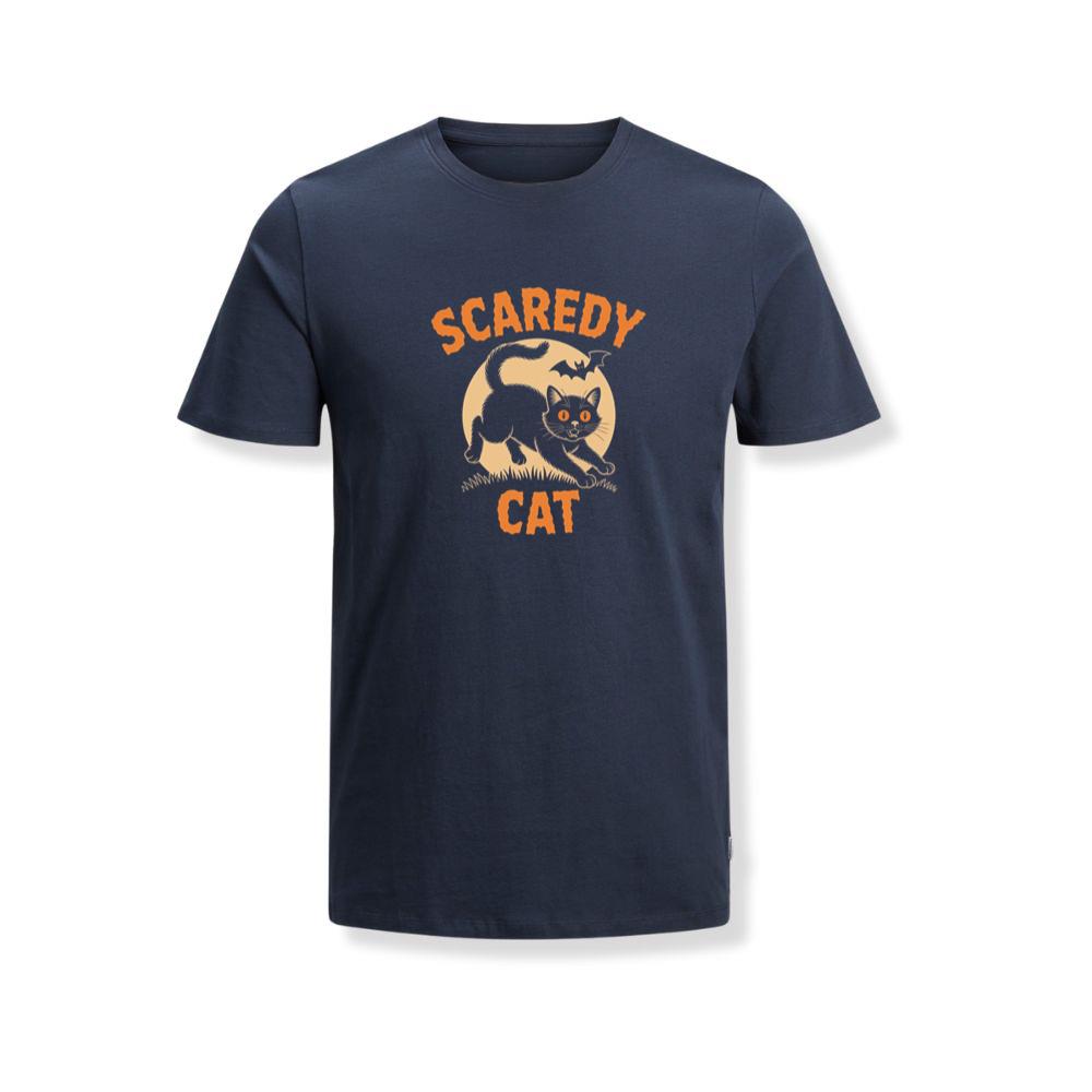 Scaredy Cat Funny Halloween Black Cat Graphic T-Shirts - Image 2