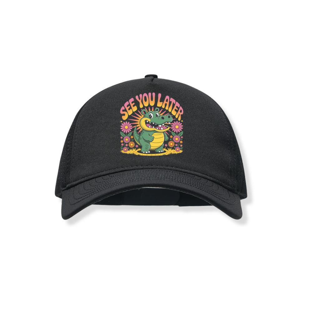See You Later Crocodile Retro Cute Cartoon Design Black Hat