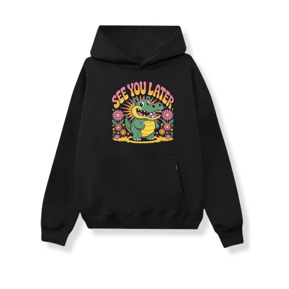See You Later Crocodile Retro Cute Cartoon Design Hoodie