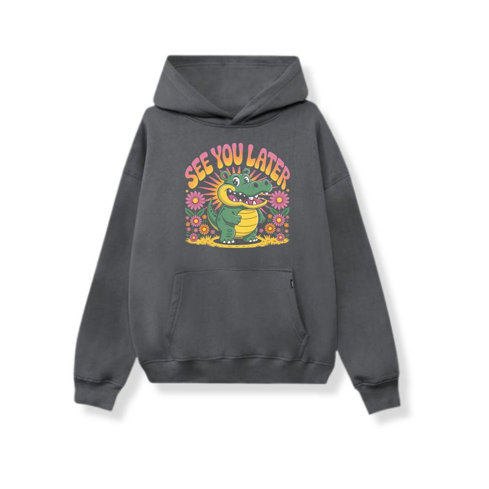 See You Later Crocodile Retro Cute Cartoon Design Hoodie - Image 3