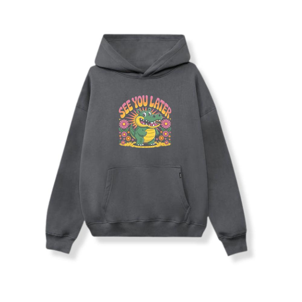 See You Later Crocodile Retro Cute Cartoon Design Hoodie - Image 3