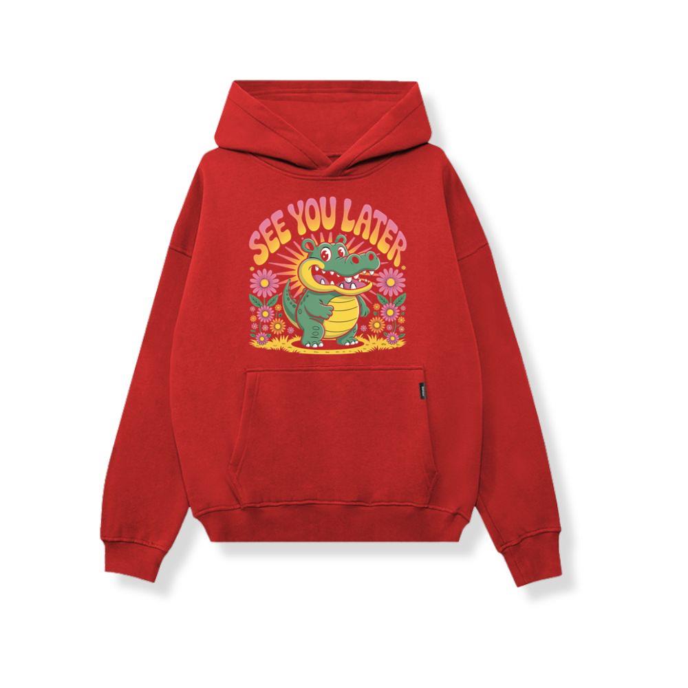 See You Later Crocodile Retro Cute Cartoon Design Hoodies 3