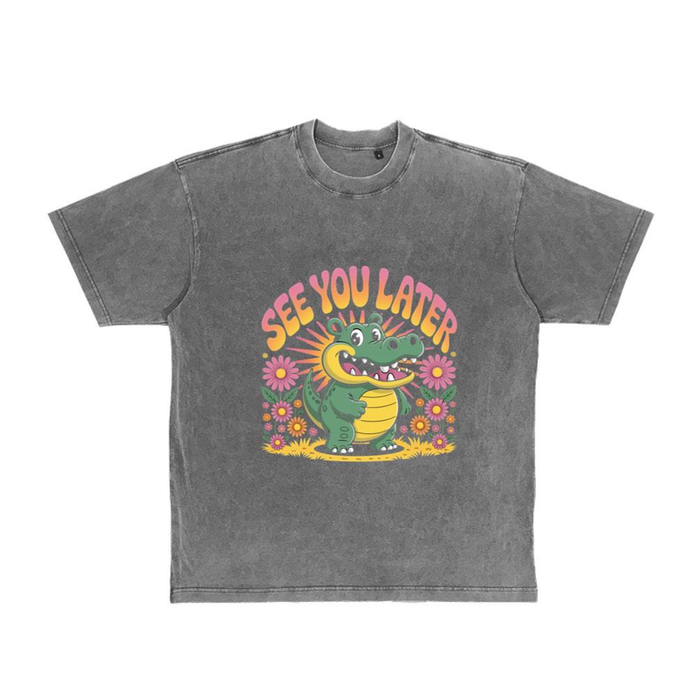 See You Later Crocodile Retro Cute Cartoon Design T-Shirt