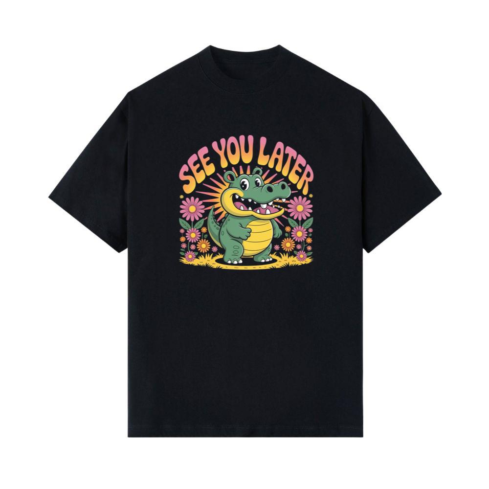See You Later Crocodile Retro Cute Cartoon Design T-Shirt