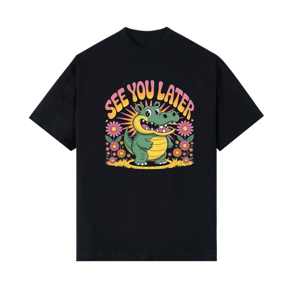 See You Later Crocodile Retro Cute Cartoon Design T-Shirt