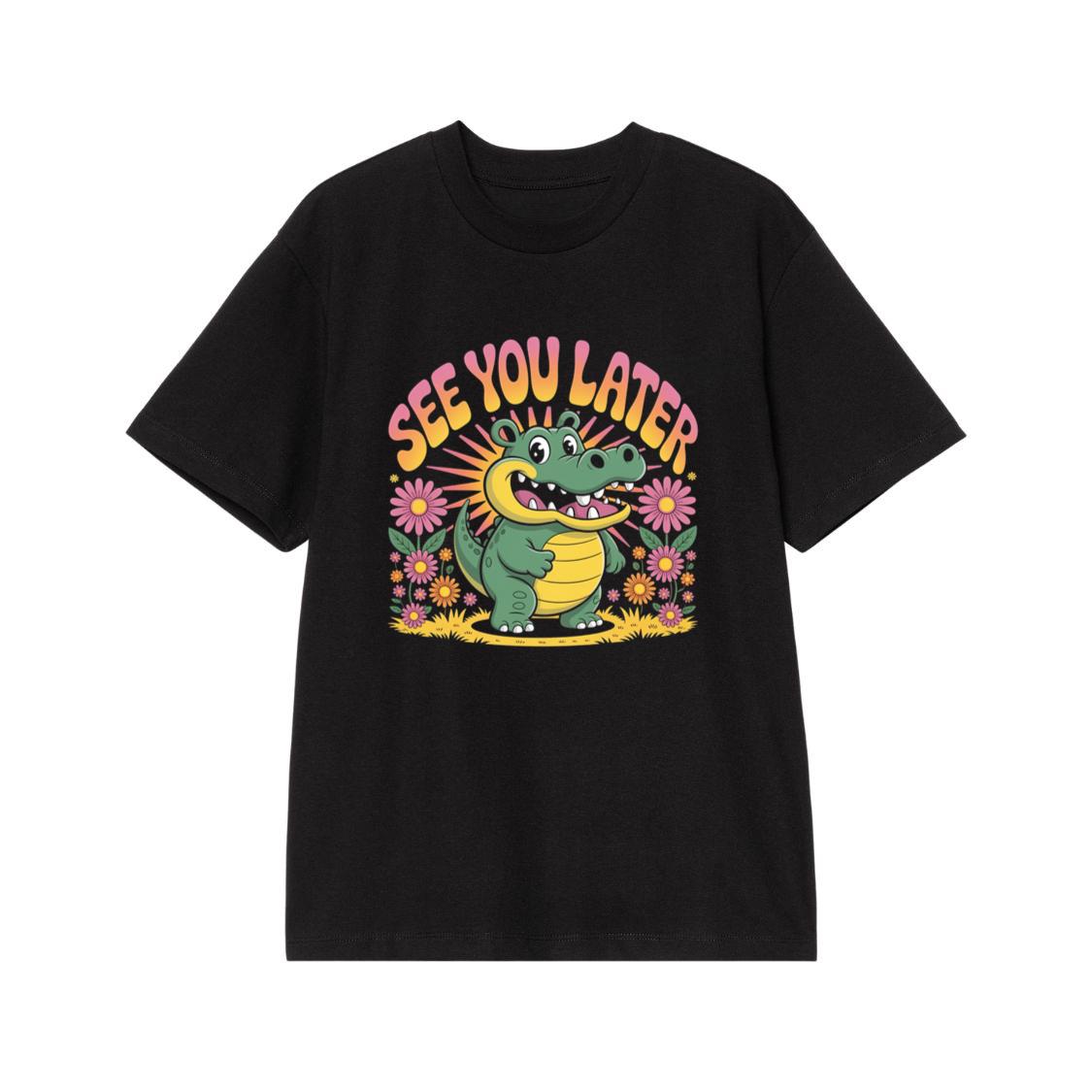 See You Later Crocodile Retro Cute Cartoon Design T-Shirt
