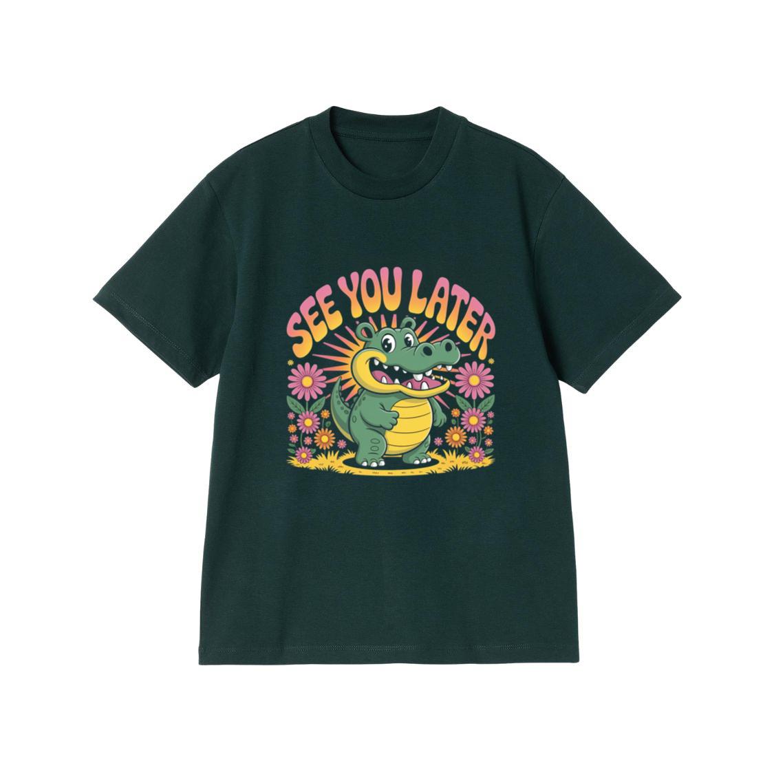 See You Later Crocodile Retro Cute Cartoon Design T-Shirt - Image 2
