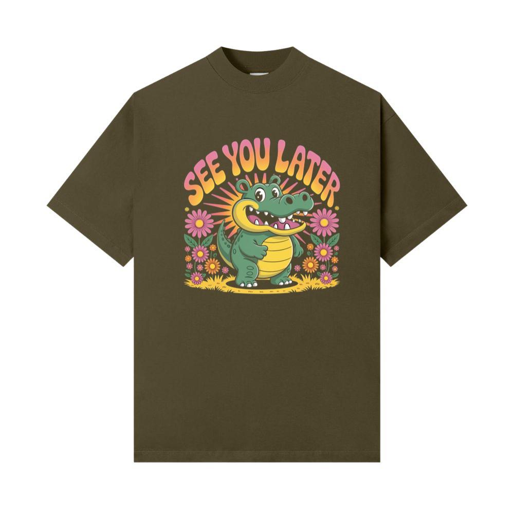 See You Later Crocodile Retro Cute Cartoon Design T-Shirt - Image 2