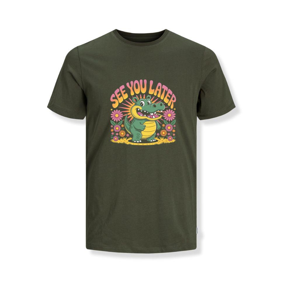 See You Later Crocodile Retro Cute Cartoon Design T-Shirts - Image 3