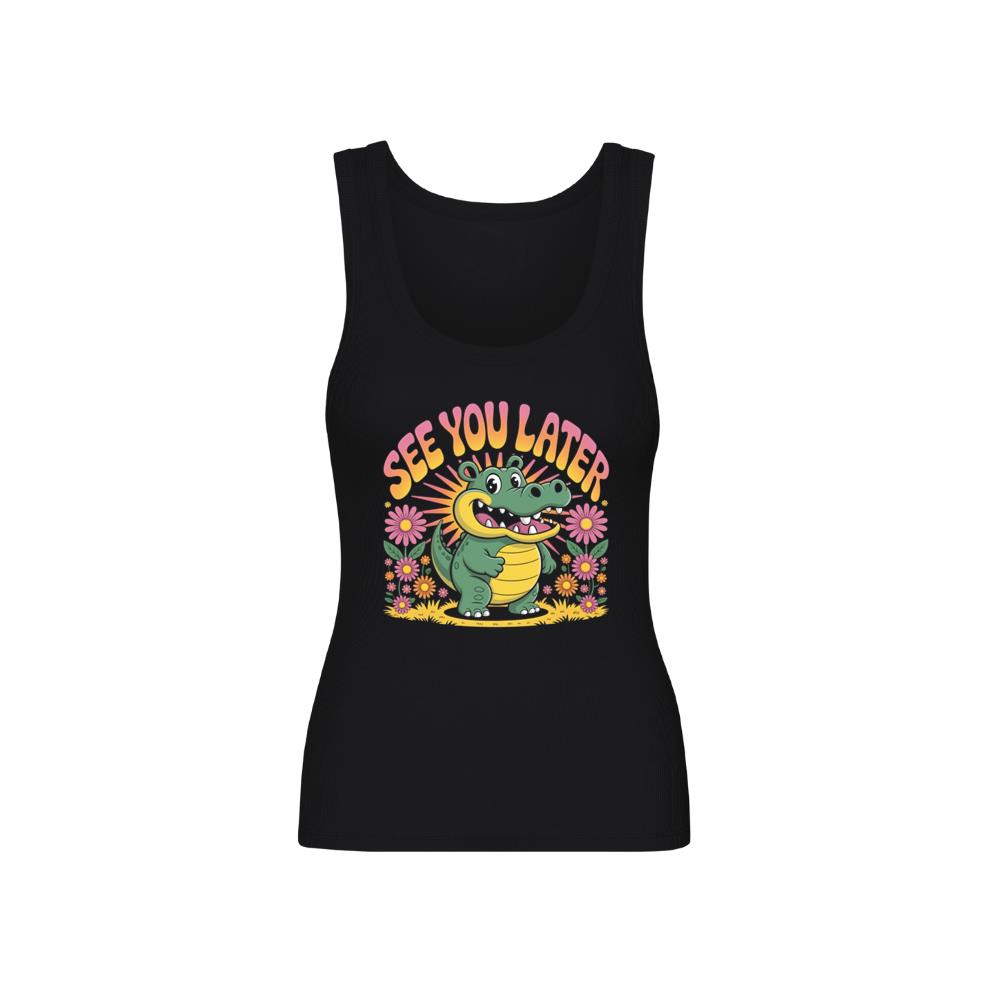 See You Later Crocodile Retro Cute Cartoon Design Tank Top