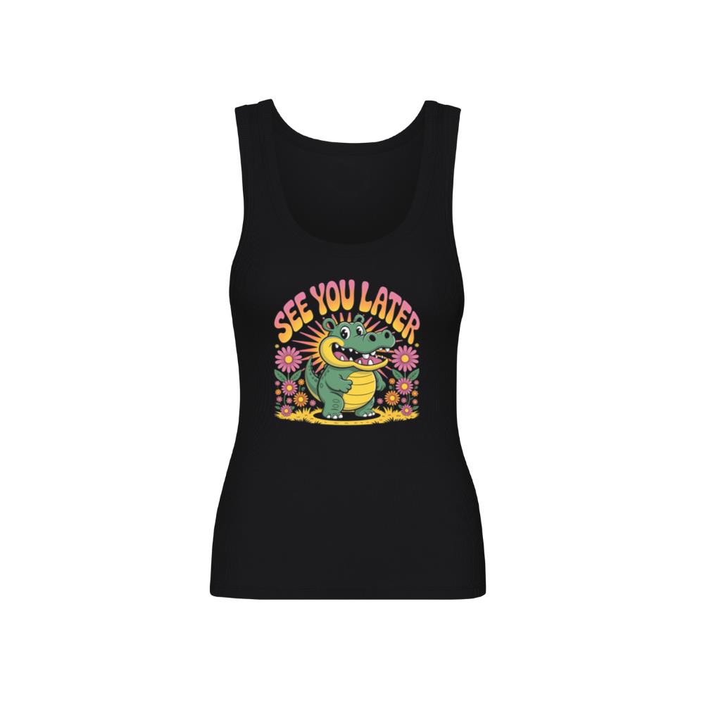 See You Later Crocodile Retro Cute Cartoon Design TankTop