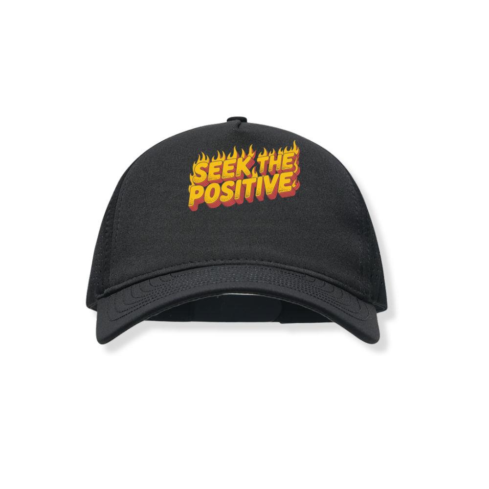 Seek the Positive Retro Flame Text Graphic Black Hat
