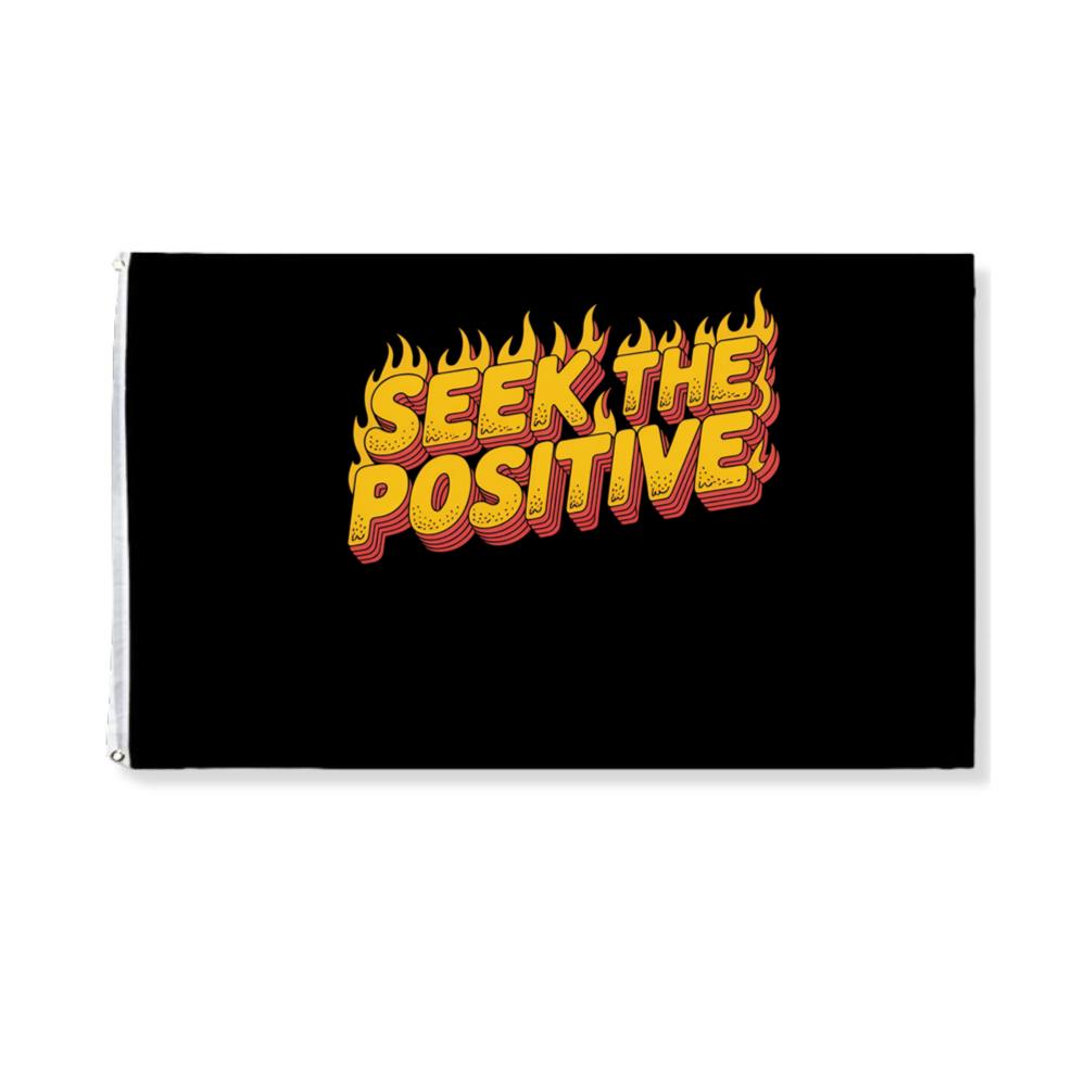 Seek the Positive Retro Flame Text Graphic Flag