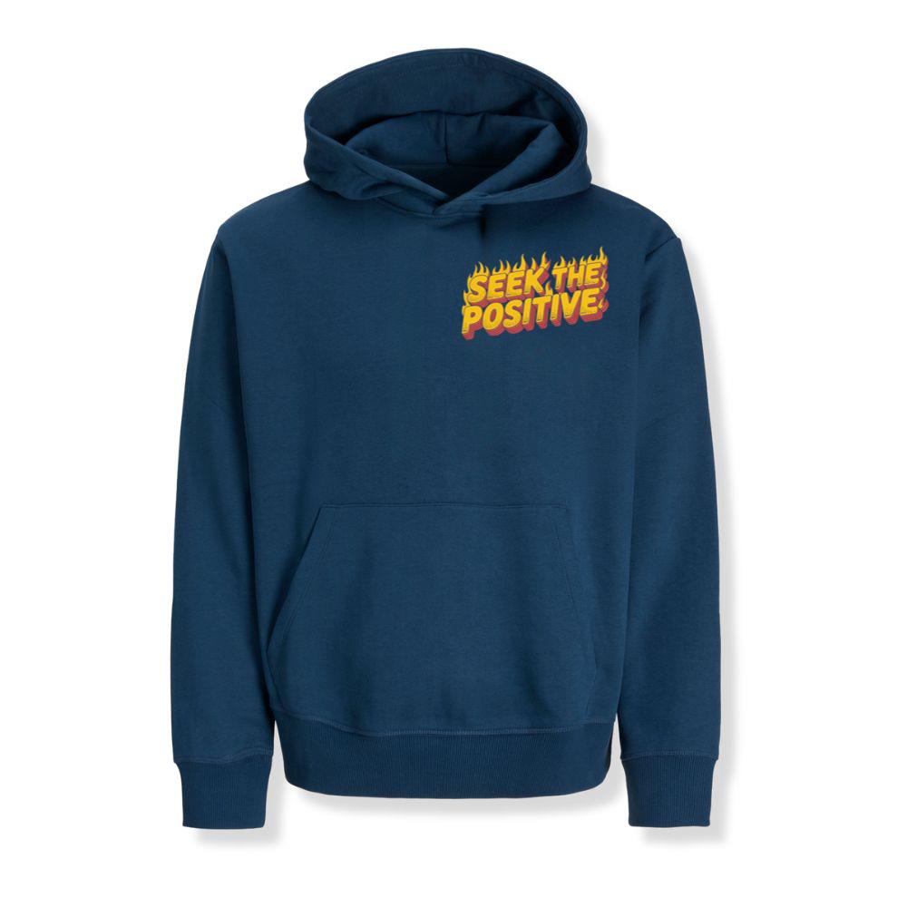 Seek the Positive Retro Flame Text Graphic Hoodie Groovethink