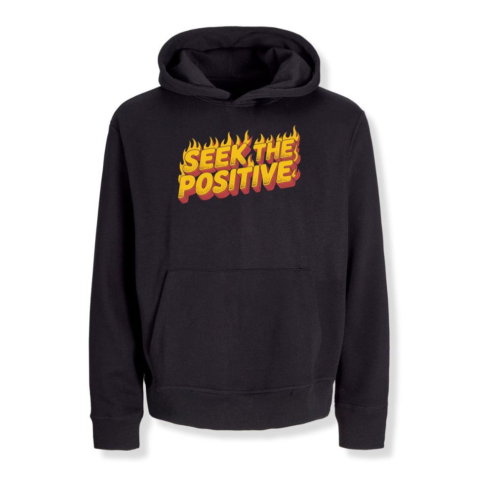 Seek the Positive Retro Flame Text Graphic Hoodies