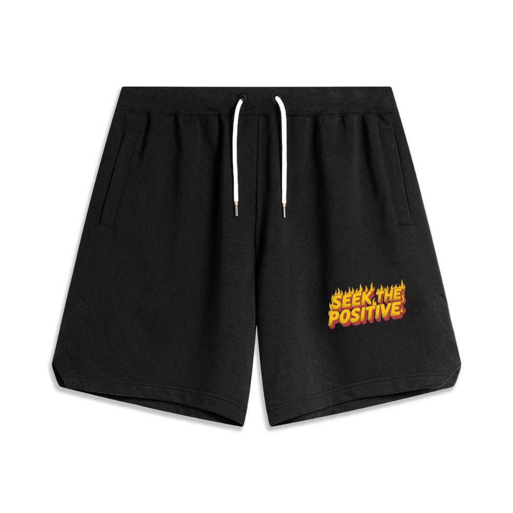 Seek the Positive Retro Flame Text Graphic Men's Basketball Shorts