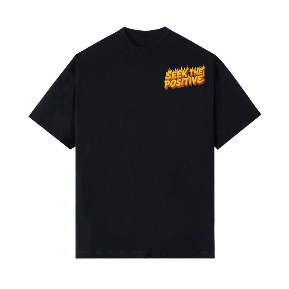 Seek the Positive Retro Flame Text Graphic T-Shirt