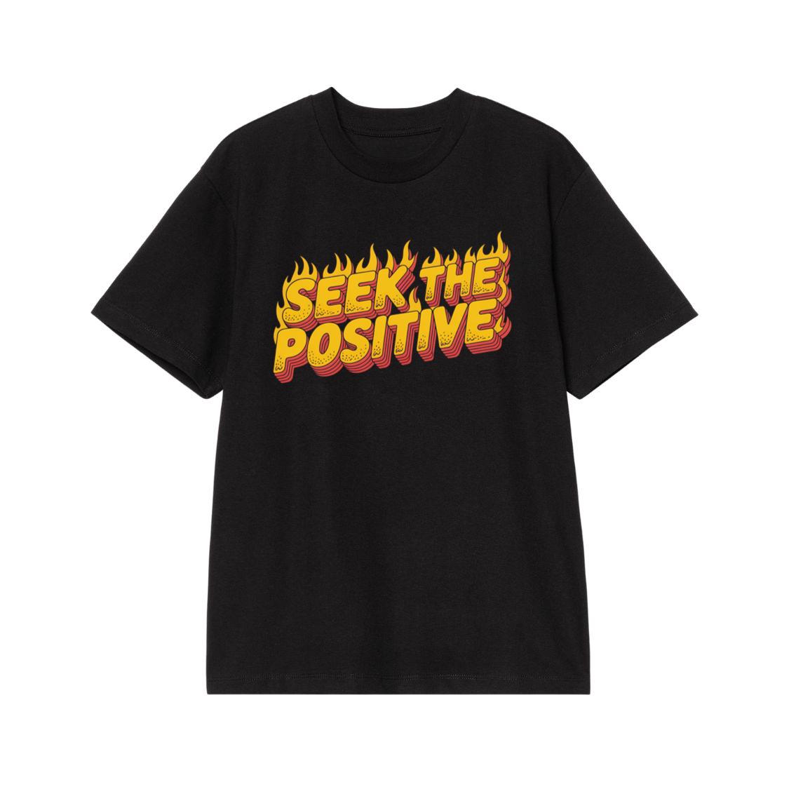 Seek the Positive Retro Flame Text Graphic T-Shirt