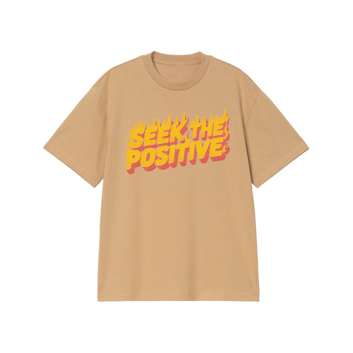 Seek the Positive Retro Flame Text Graphic T-Shirt - Image 3