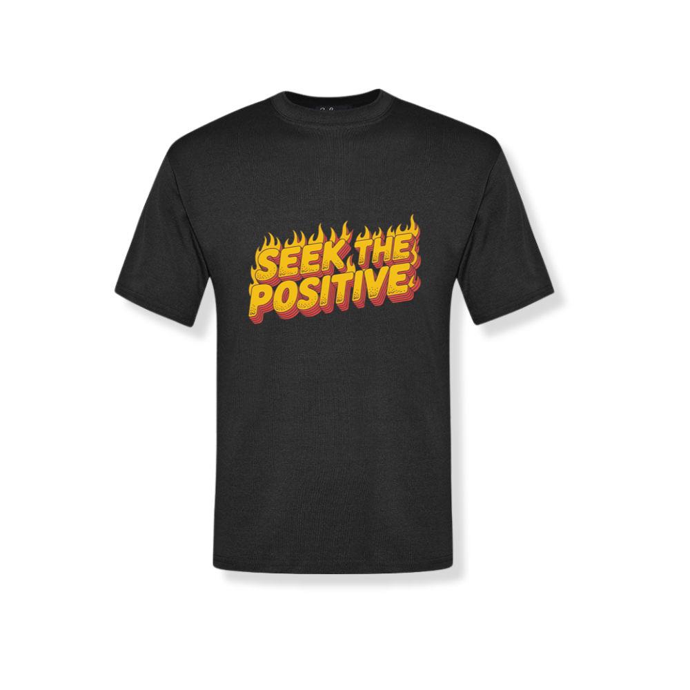Seek the Positive Retro Flame Text Graphic T-Shirt