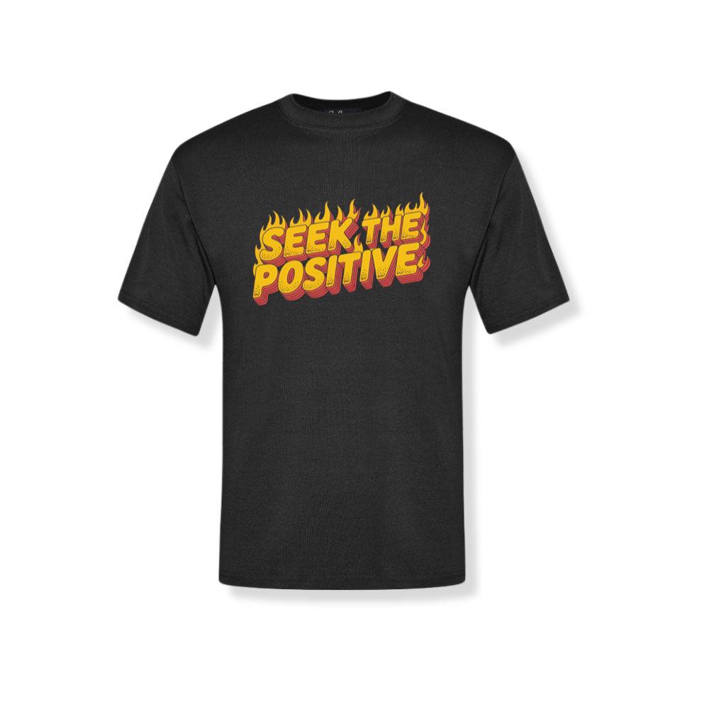 Seek the Positive Retro Flame Text Graphic T-Shirt