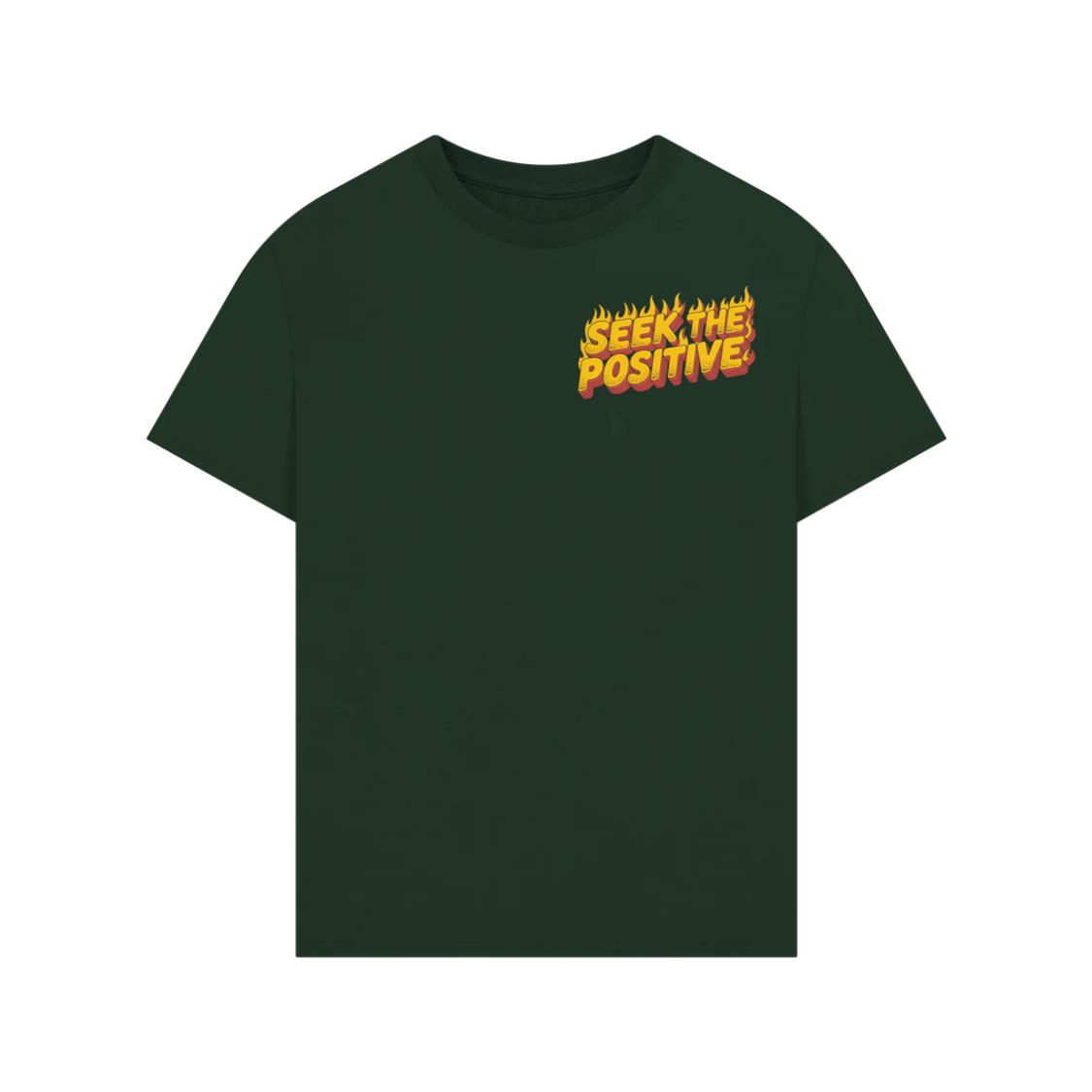 Seek the Positive Retro Flame Text Graphic T-Shirt - Image 2