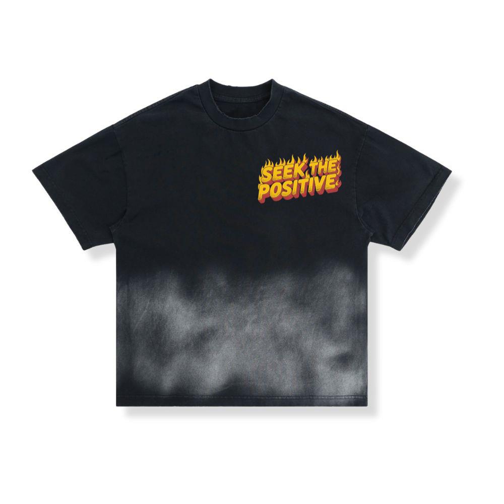 Seek the Positive Retro Flame Text Graphic T-Shirt