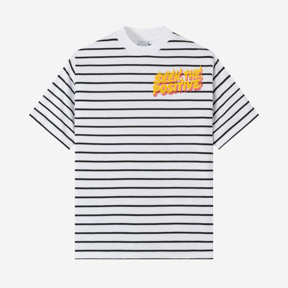 Seek the Positive Retro Flame Text Graphic T-Shirt - Image 3