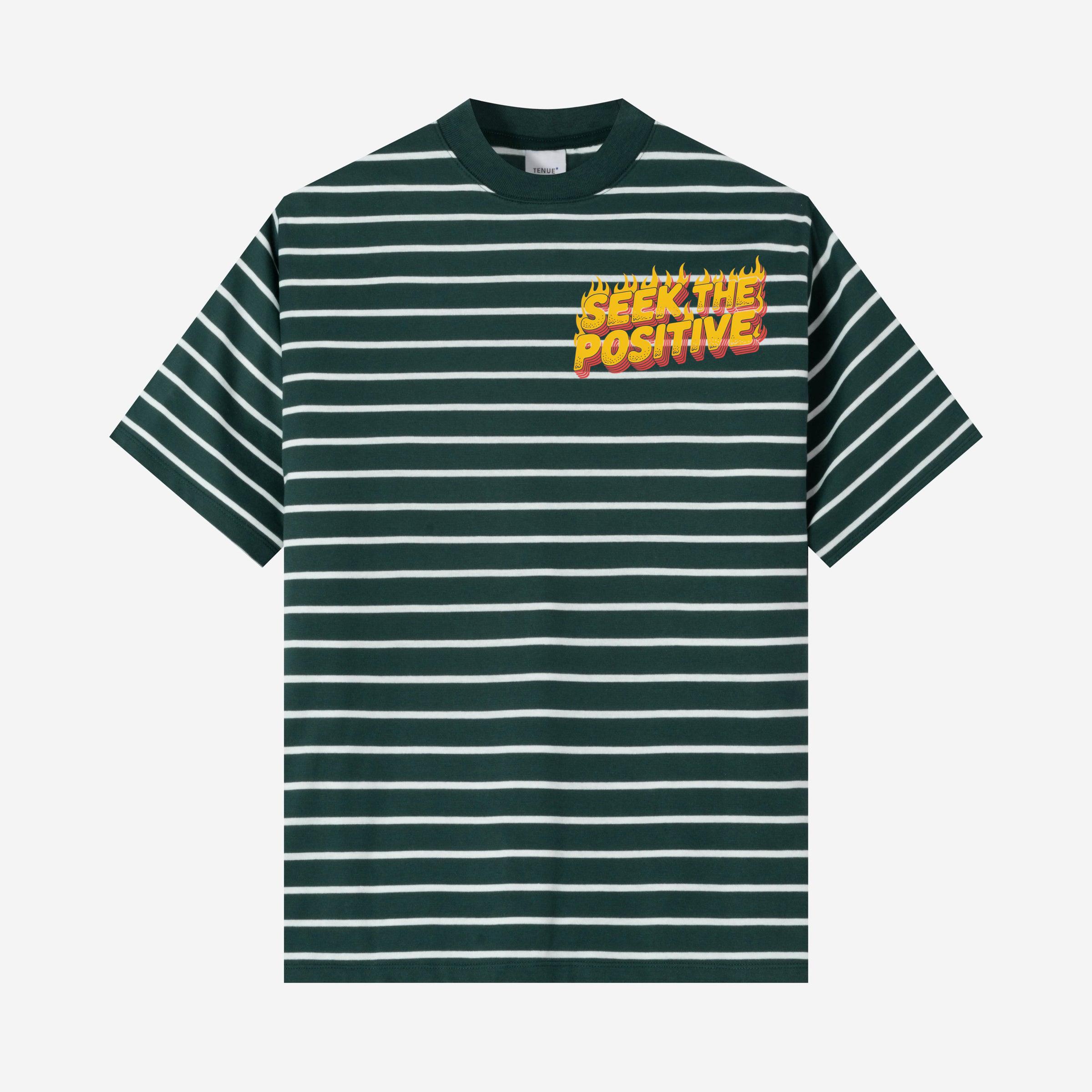 Seek the Positive Retro Flame Text Graphic T-Shirt - Image 2