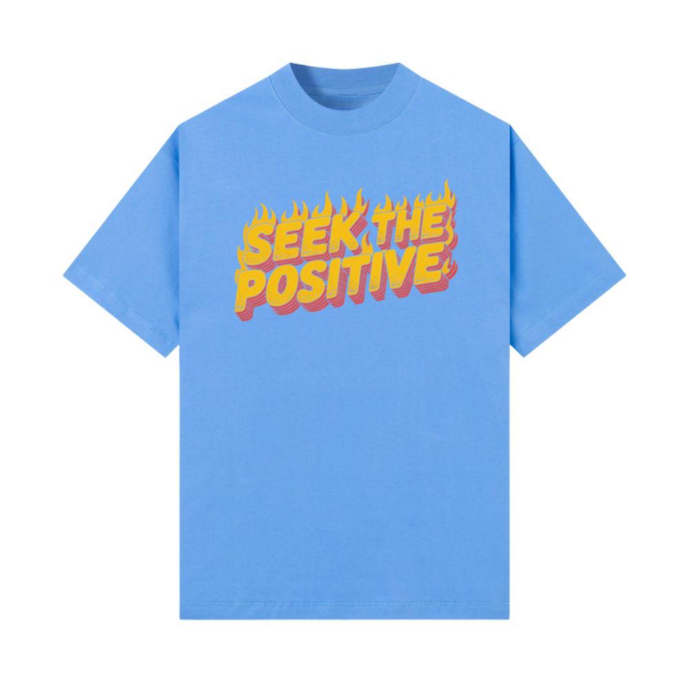 Seek the Positive Retro Flame Text Graphic T-Shirts