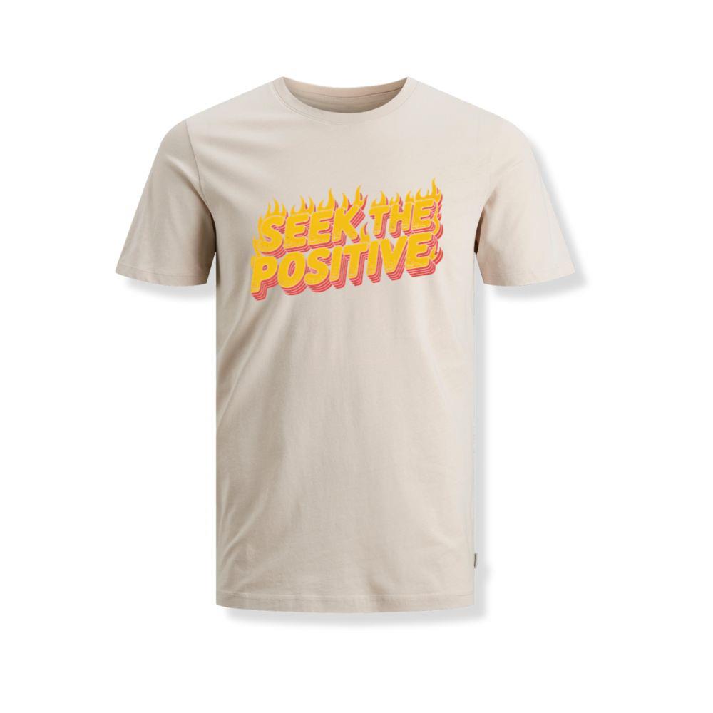 Seek the Positive Retro Flame Text Graphic T-Shirts