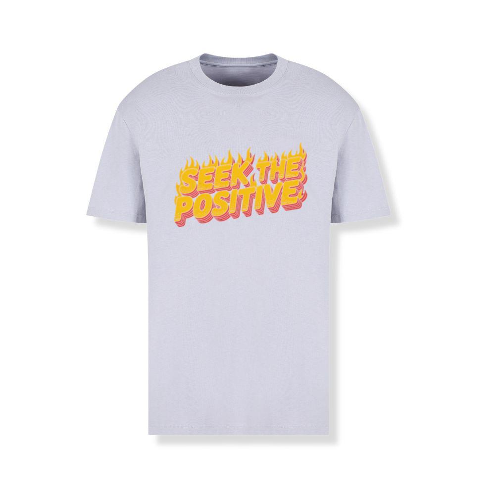 Seek the Positive Retro Flame Text Graphic T-Shirts