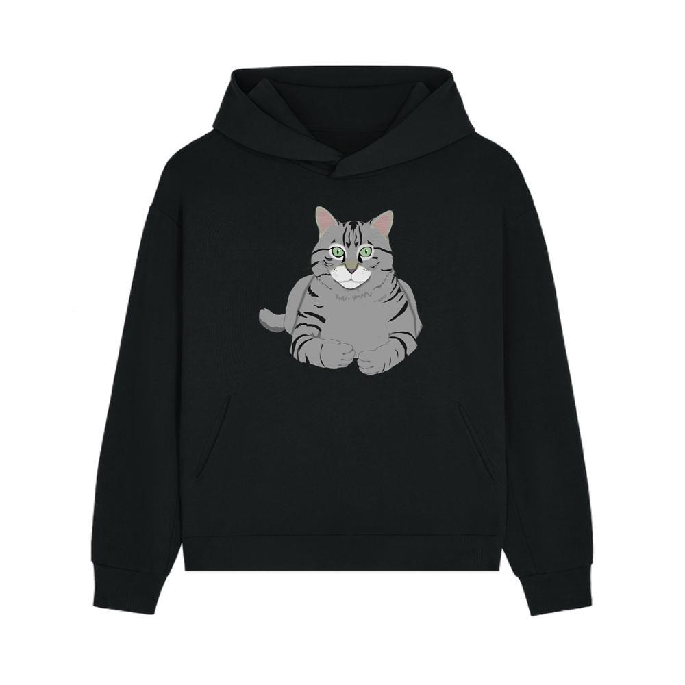 Serious Green-Eyed Tabby Cat Hoodie