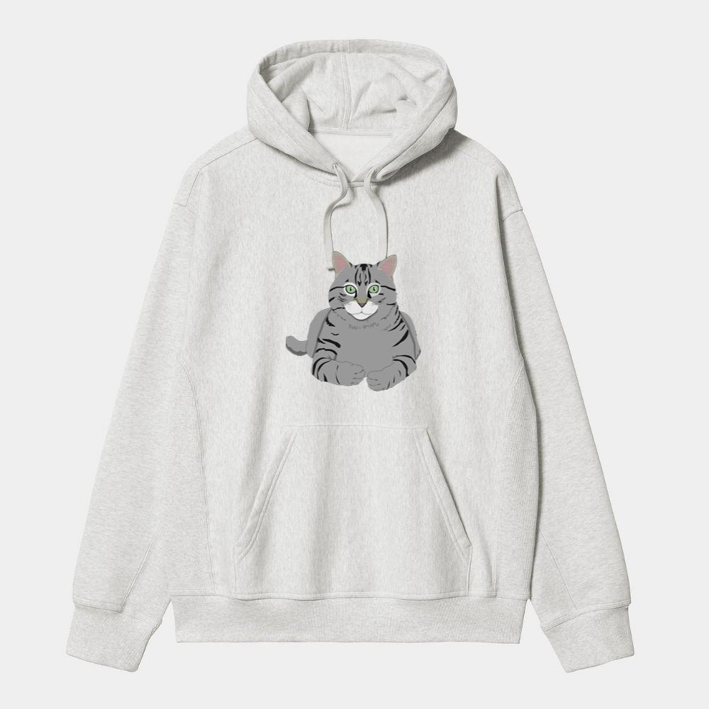 Serious Green-Eyed Tabby Cat Hoodie
