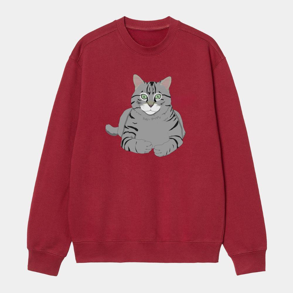 Serious Green-Eyed Tabby Cat Sweatshirt