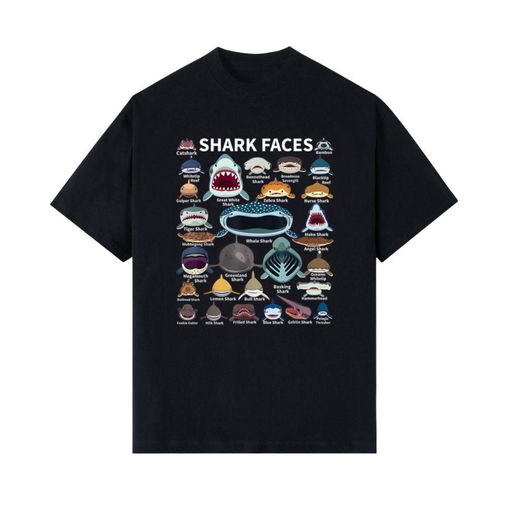 Shark Faces - Type of Shark - Shark Faces of All Kinds T-Shirt