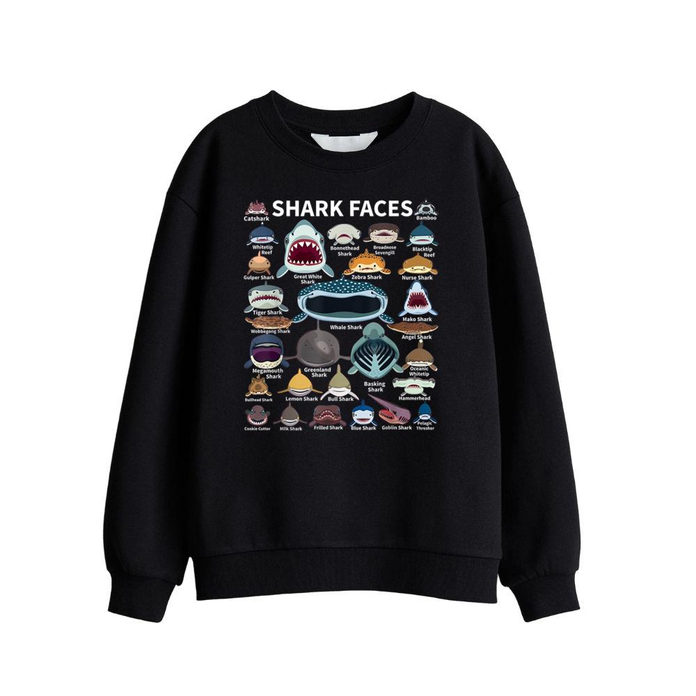 Shark Faces - Type of Shark - Shark Faces of All Kinds Sweatshirt