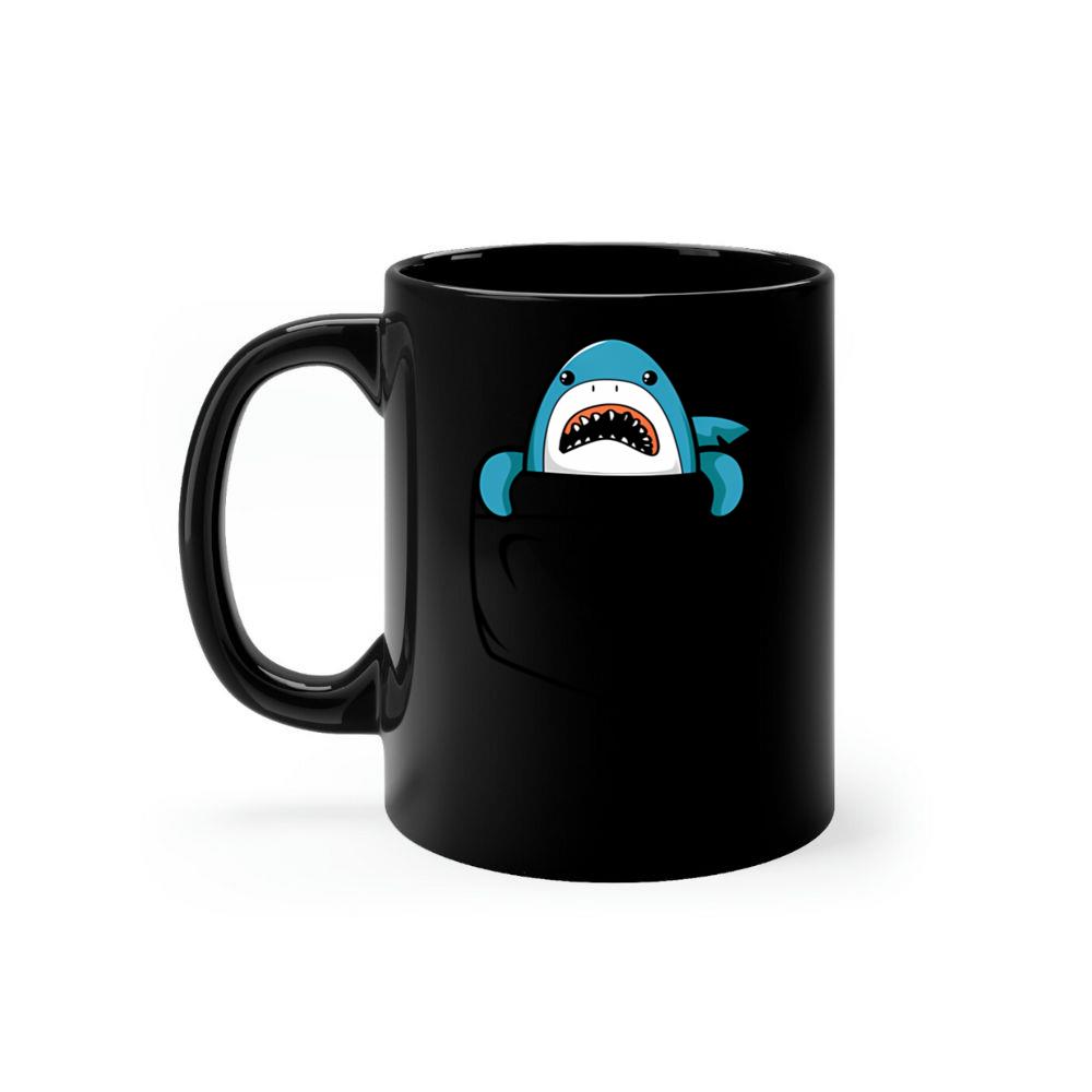 Shark Pocket Animal Cartoon Funny Ocean Pet Lover Mug