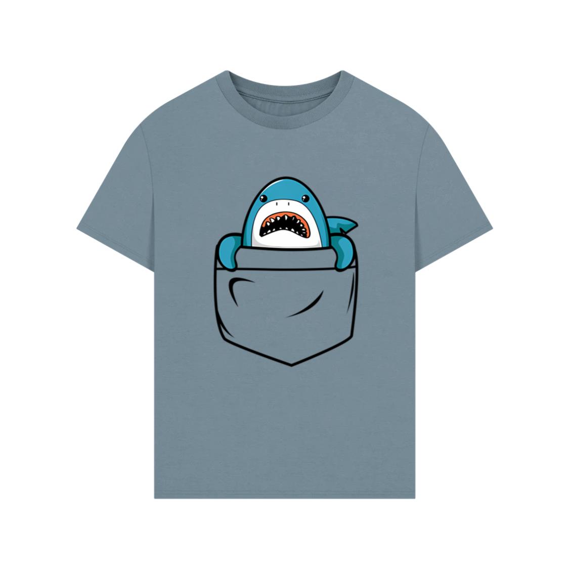 Shark Pocket Animal Cartoon Funny Ocean Pet Lover TShirts Anhand