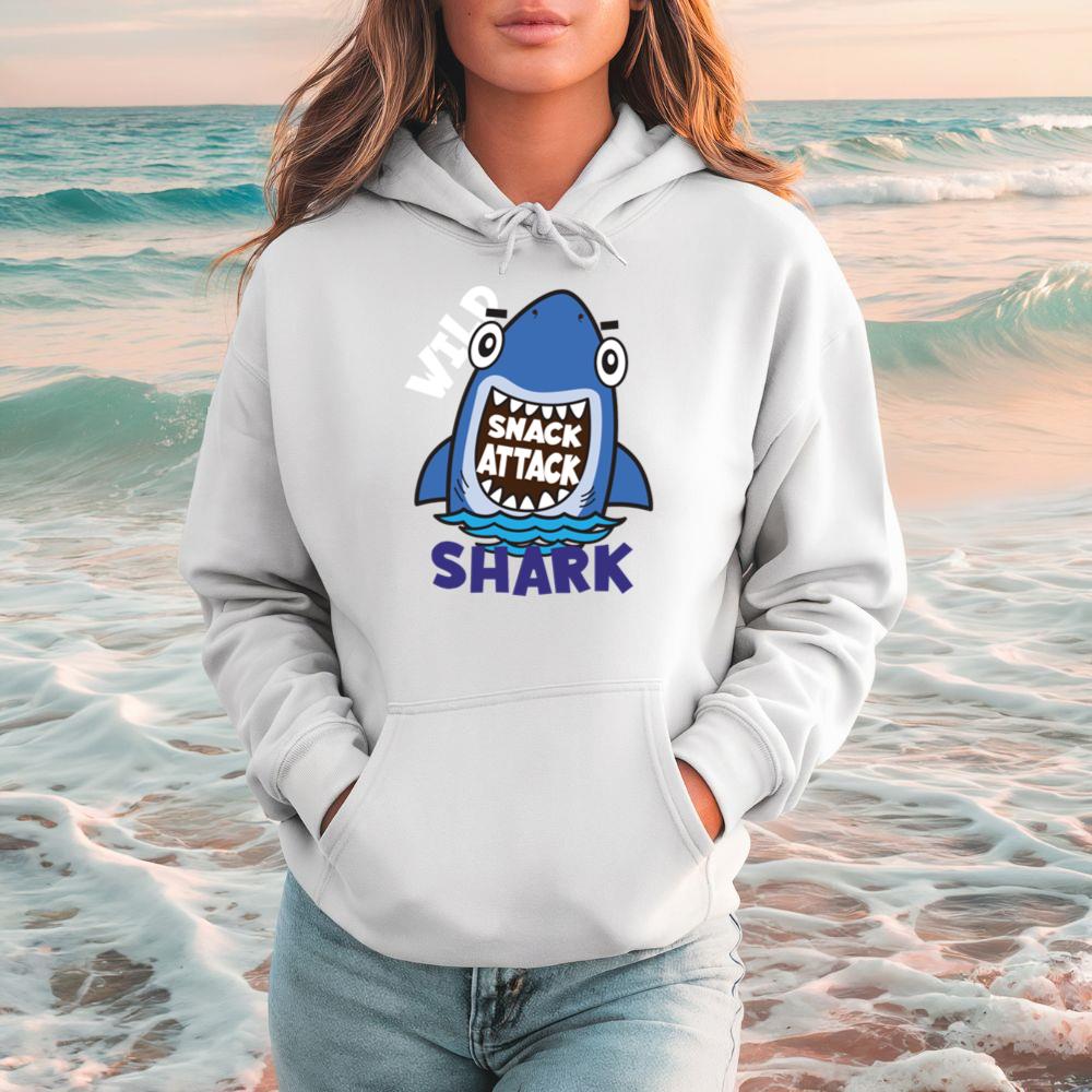 Shark Snack Attack Funny Ocean Cartoon Animal Hoodie