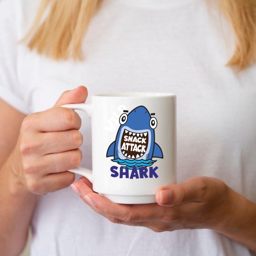 Shark Snack Attack Funny Ocean Cartoon Animal Mug